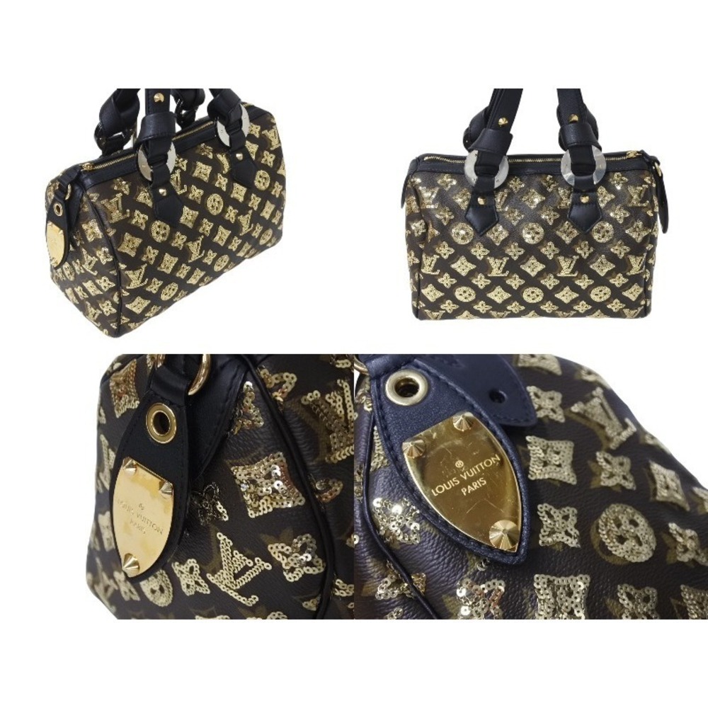 Louis Vuitton handbag Monogram Black all Eclipse Speedy sequins leather - Picture 3 of 8